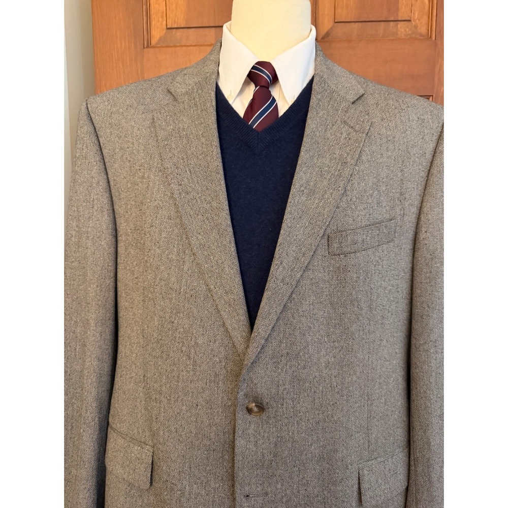 Chaps Ralph Lauren Silk Wool Sport Coat Mens 48L Brown Two-Button Blazer Jacket